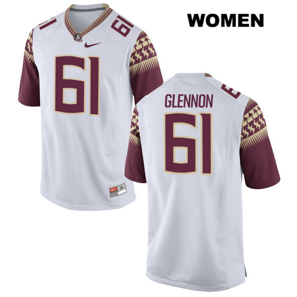 Women's NCAA Nike Florida State Seminoles #61 Grant Glennon College White Stitched Authentic Football Jersey GOV2569QV